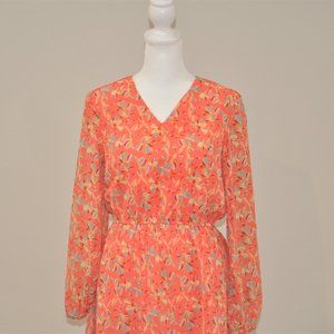 V Neck orange and yellow Dress